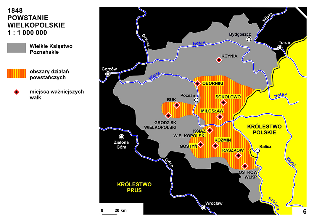 Mapa - Powstanie wielkopolskie (1848)